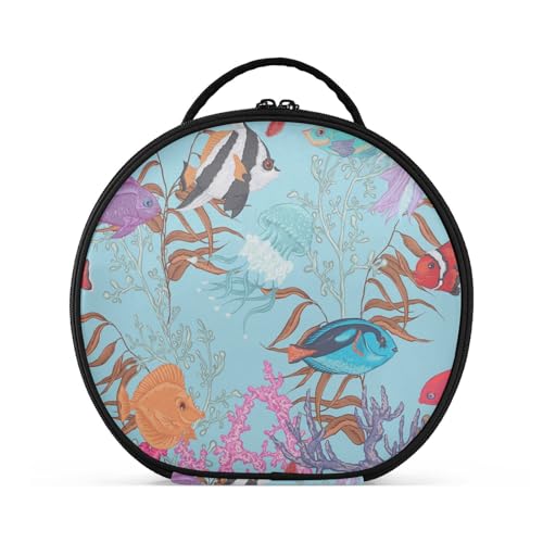 Fitrendlovey Runder Kosmetik-Organizer mit Griff und Reißverschluss für Damen auf Reisen und zur Aufbewahrung von Make-up, T10, one size von Fitrendlovey