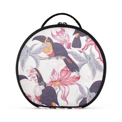 Fitrendlovey Runder Kosmetik-Organizer mit Griff und Reißverschluss für Damen auf Reisen und zur Aufbewahrung von Make-up, T12, Einheitsgröße von Fitrendlovey