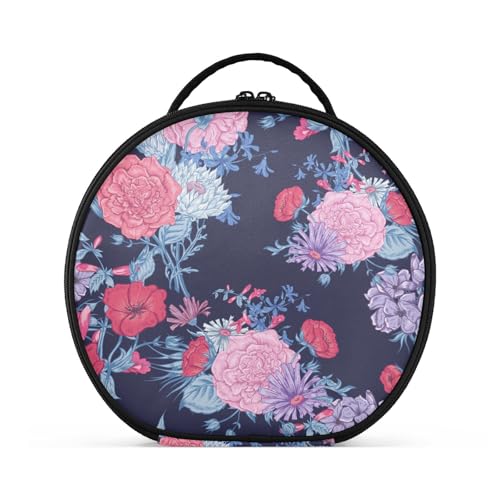 Fitrendlovey Runder Kosmetik-Organizer mit Griff und Reißverschluss für Damen auf Reisen und zur Aufbewahrung von Make-up, T15, one size von Fitrendlovey