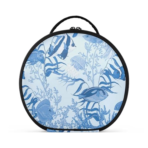 Fitrendlovey Runder Kosmetik-Organizer mit Griff und Reißverschluss für Damen auf Reisen und zur Aufbewahrung von Make-up, T18, one size von Fitrendlovey