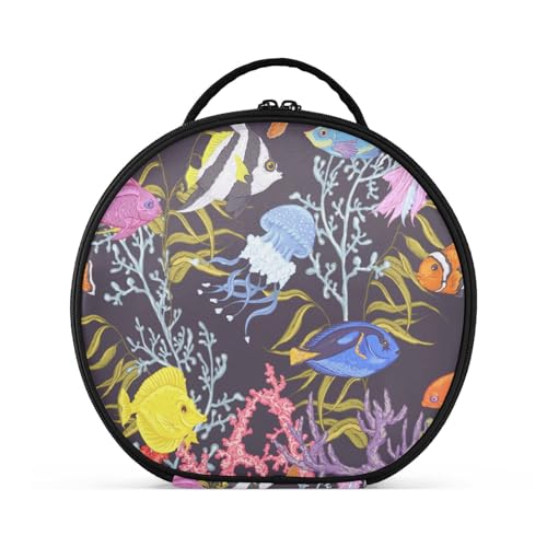 Fitrendlovey Runder Kosmetik-Organizer mit Griff und Reißverschluss für Damen auf Reisen und zur Aufbewahrung von Make-up, T19, one size Fitrendlovey Runder Kosmetik-Organizer mit Griff und Reißverschluss für Damen auf Reisen und zur Aufbewahrung von Make-up, T19, one size von Fitrendlovey