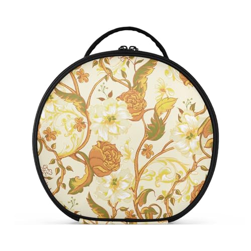 Fitrendlovey Runder Kosmetik-Organizer mit Griff und Reißverschluss für Damen auf Reisen und zur Aufbewahrung von Make-up, T2, Einheitsgröße Fitrendlovey Runder Kosmetik-Organizer mit Griff und Reißverschluss für Damen auf Reisen und zur Aufbewahrung von Make-up, T2, Einheitsgröße von Fitrendlovey