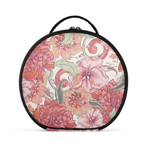 Fitrendlovey Runder Kosmetik-Organizer mit Griff und Reißverschluss für Damen auf Reisen und zur Aufbewahrung von Make-up, T5, Einheitsgröße von Fitrendlovey