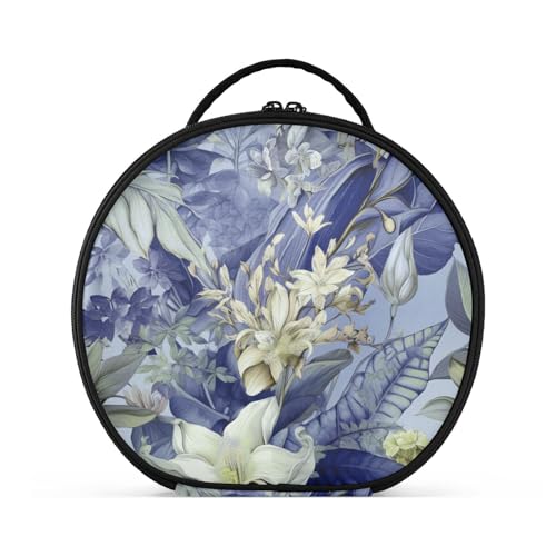 Fitrendlovey Tragbare runde Make-up-Tasche mit verstellbaren Trennwänden und Reißverschluss für Damen-Toilettenartikel und Kosmetika, T1, one size von Fitrendlovey