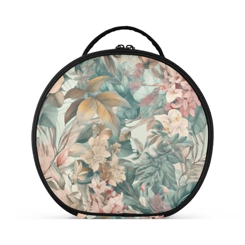 Fitrendlovey Tragbare runde Make-up-Tasche mit verstellbaren Trennwänden und Reißverschluss für Damen-Toilettenartikel und Kosmetika, T11, one size von Fitrendlovey