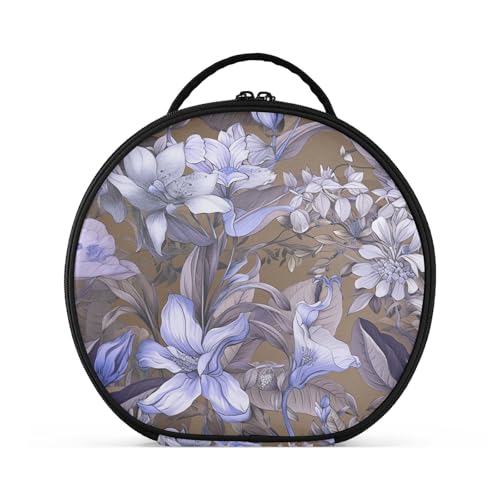 Fitrendlovey Tragbare runde Make-up-Tasche mit verstellbaren Trennwänden und Reißverschluss für Damen-Toilettenartikel und Kosmetika, T12, one size von Fitrendlovey