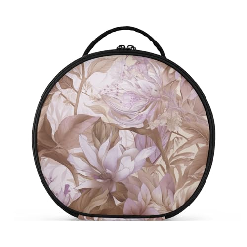 Fitrendlovey Tragbare runde Make-up-Tasche mit verstellbaren Trennwänden und Reißverschluss für Damen-Toilettenartikel und Kosmetika, T3, one size von Fitrendlovey