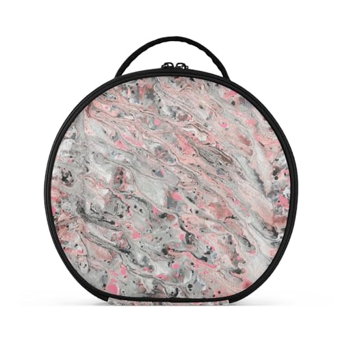 Fitrendlovey Tragbarer, runder Kosmetikkoffer für Damen, mit Reißverschluss, geräumiger Innenraum mit Trennwänden für einfache Organisation, T13, one size von Fitrendlovey