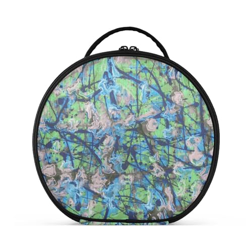 Fitrendlovey Tragbarer, runder Kosmetikkoffer für Damen, mit Reißverschluss, geräumiger Innenraum mit Trennwänden für einfache Organisation, T15, Einheitsgröße von Fitrendlovey