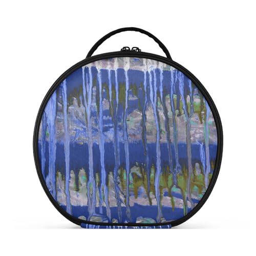 Fitrendlovey Tragbarer, runder Kosmetikkoffer für Damen, mit Reißverschluss, geräumiger Innenraum mit Trennwänden für einfache Organisation, T7, one size von Fitrendlovey