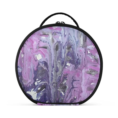 Fitrendlovey Tragbarer, runder Kosmetikkoffer für Damen, mit Reißverschluss, geräumiger Innenraum mit Trennwänden für einfache Organisation, T8, Einheitsgröße von Fitrendlovey