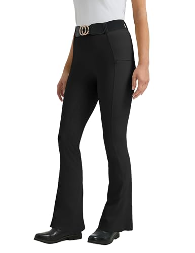 FitsT4 Sports Damen Bootcut Reithose Silikon Vollbesatz Schlaghose Reitleggings Sommer Reitstrumpfhose Schwarz S von FitsT4 Sports