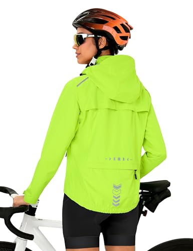 FitsT4 Sports Damen Radjacke Regenjacke Wasserdicht Fahrradjacke Atmungsaktiv Wanderjacke Windbreaker Sommer Leichte Windjacke Outdoor Jacken Reflektierend Fahrradjacke von FitsT4 Sports