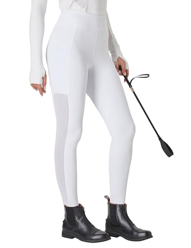 FitsT4 Sports Damen Reithose Mädchen Reitleggings mit Rutschfesten Silikonknien und Seitentaschen, Atmungsaktiv und Elastisch Für Reitschule und Radfahren im Frühling Sommer von FitsT4 Sports
