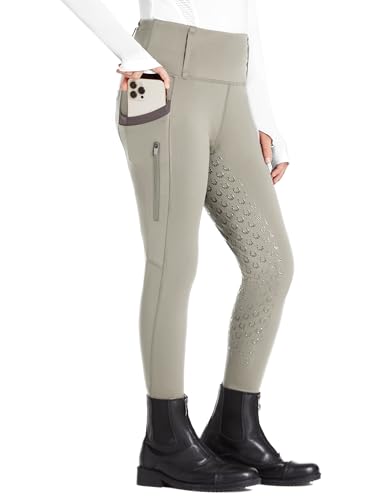 FitsT4 Sports Kinder Reithose Mädchen Reitleggings Silikon Vollbesatz Hohe Taille Reiten Hosen mit 2 Seitlichen Reißverschluss Taschen und Gürtelschlaufen von FitsT4 Sports