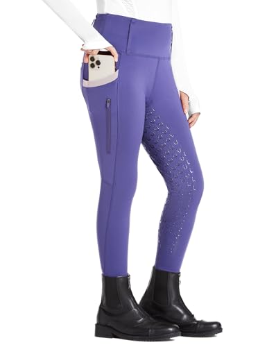 FitsT4 Sports Kinder Reithose Mädchen Reitleggings Silikon Vollbesatz Hohe Taille Reiten Hosen mit 2 Seitlichen Reißverschluss Taschen und Gürtelschlaufen von FitsT4 Sports
