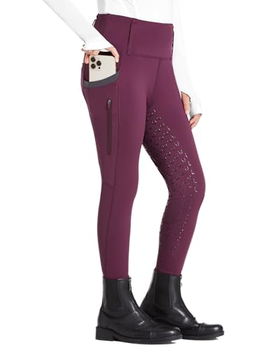 FitsT4 Sports Kinder Reithose Mädchen Reitleggings Silikon Vollbesatz Hohe Taille Reiten Hosen mit 2 Seitlichen Reißverschluss Taschen und Gürtelschlaufen von FitsT4 Sports