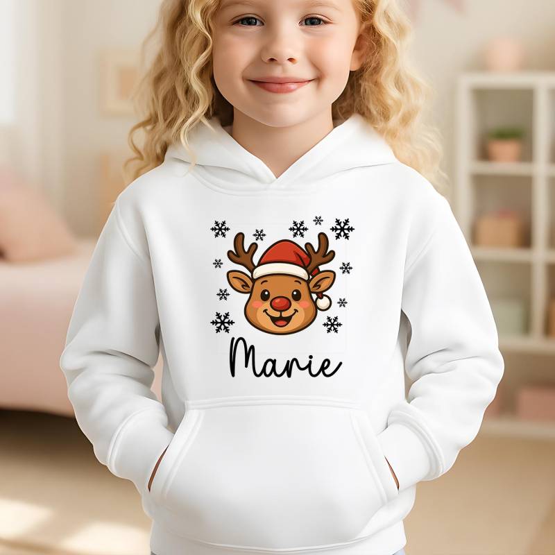 Rentier Hoodie Für Mädchen - Personalisierter Kapuzenpullover Mit Namen Zu Weihnachten von Fitsforkids
