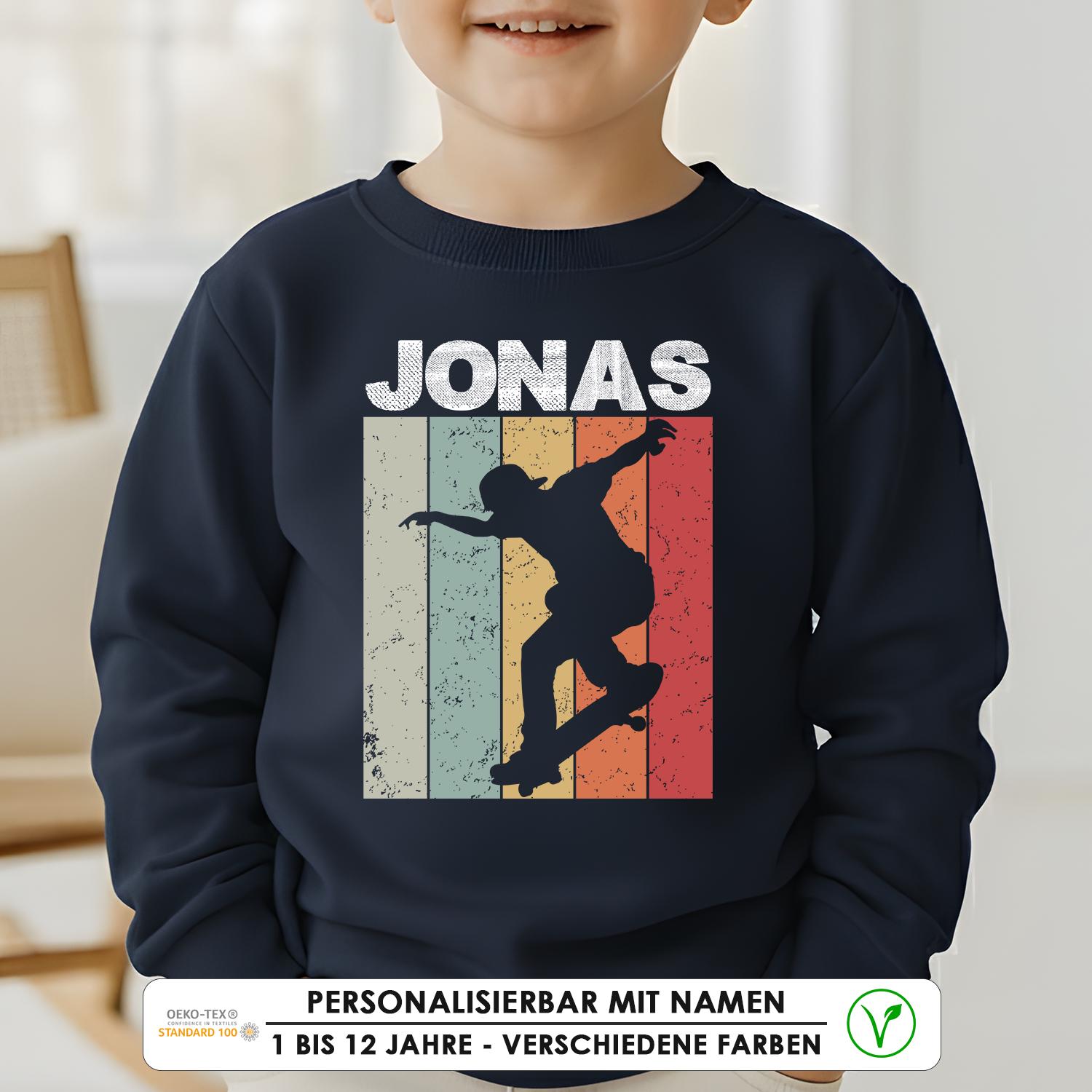 Skater Pullover Jungen Personalisiert - Namen Des Kindes Sweatshirt Mit Coolem Motiv Geschenkidee Geburtstag Skateboard von Fitsforkids