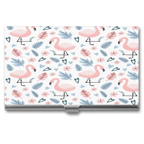 Visitenkartenetui Namenskartenhalter Tasche Visitenkartenhalter Für Männer Und Frauen Flamingo Leaves Flower von Fitspi