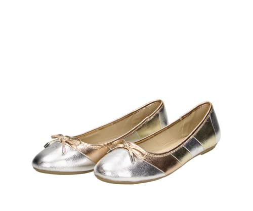 Fitters Damen Ballerinas INSA in Silver-rosé metallic, modische Schuhe in Übergröße, Bequeme Ballerina, Große Damenschuhe/Damenschuhe in Übergröße, INSA Silver-rosé PU metallic 45 von Fitters Footwear That Fits
