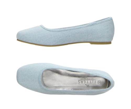 Fitters Damen Ballerinas Leni in Jeans Combi, modische Schuhe in Übergröße, Bequeme Ballerina, Große Damenschuhe/Damenschuhe in Übergröße, Leni Jeans Combi 45 von Fitters Footwear That Fits