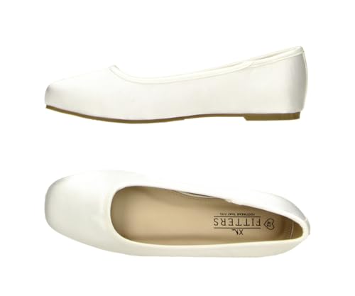 Fitters Damen Ballerinas Leni in White, modische Schuhe in Übergröße, Bequeme Ballerina, Große Damenschuhe/Damenschuhe in Übergröße, Leni White PU 44 von Fitters Footwear That Fits