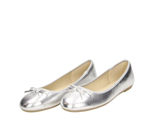 Fitters Damen Ballerinas Lou in Silver metallic, modische Schuhe in Übergröße, Bequeme Ballerina, Große Damenschuhe/Damenschuhe in Übergröße, Lou Silver PU metallic 42 von Fitters Footwear That Fits