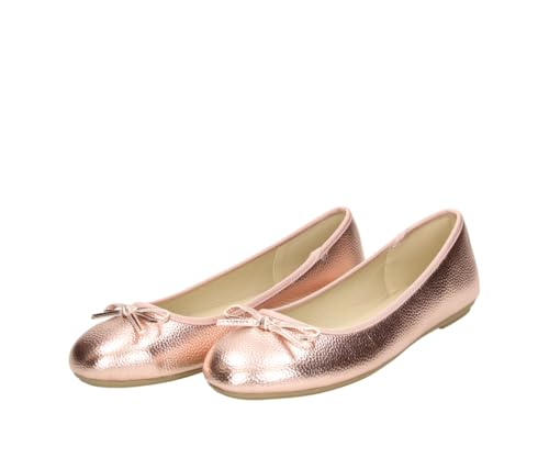 Fitters Damen Ballerinas Lou in rosé metallic, modische Schuhe in Übergröße, Bequeme Ballerina, Große Damenschuhe/Damenschuhe in Übergröße, Lou rosé PU metallic 46 von Fitters Footwear That Fits