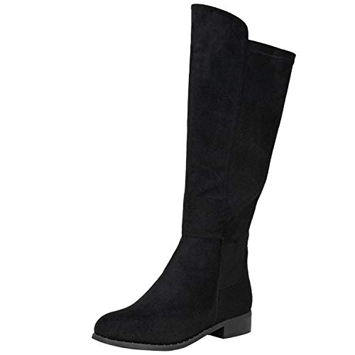 Fitters Damen Stiefel May in Farbe Schwarz, kniehoch Stiefel modisch mit Elastik Einsatz Übergröße, Damenschuhe in Übergröße, große Größen Stiefel, May 42 EU Black von Fitters Footwear That Fits