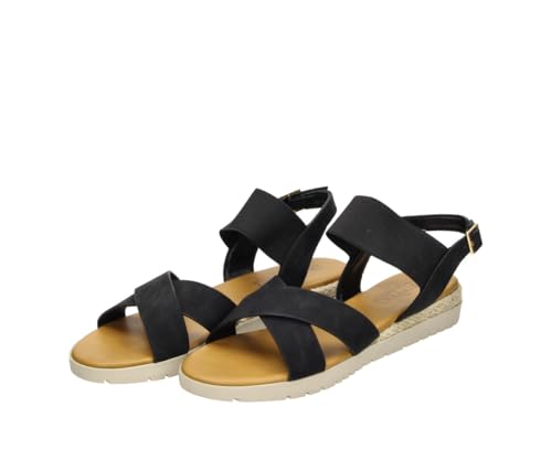 Fitters Damensandale CARMEN in Schwarz, modische Schuhe in Übergröße, Bequeme Sandale, Große Damenschuhe/Damenschuhe in Übergröße, CARMEN in Black 46 von Fitters Footwear That Fits