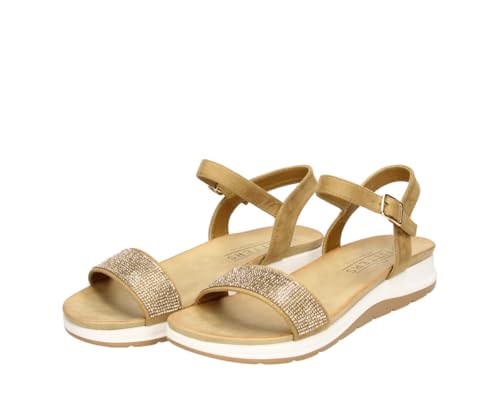 Fitters Damensandale Heide in Sandfarben, modische Schuhe in Übergröße, Bequeme Sandale, Große Damenschuhe/Damenschuhe in Übergröße, Heide in Sand Combi 45 von Fitters Footwear That Fits