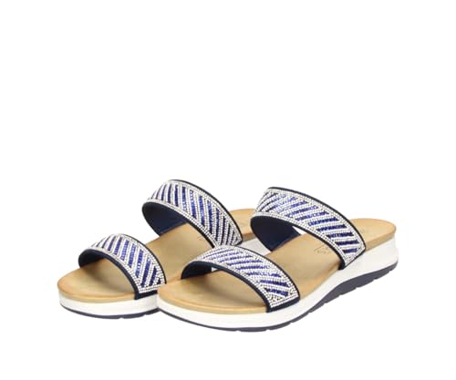 Fitters Damensandale Loreen in Dunkelblau, modische Schuhe in Übergröße, Bequeme Sandale, Große Damenschuhe/Damenschuhe in Übergröße, Loreen in Navy Combi 44 von Fitters Footwear That Fits