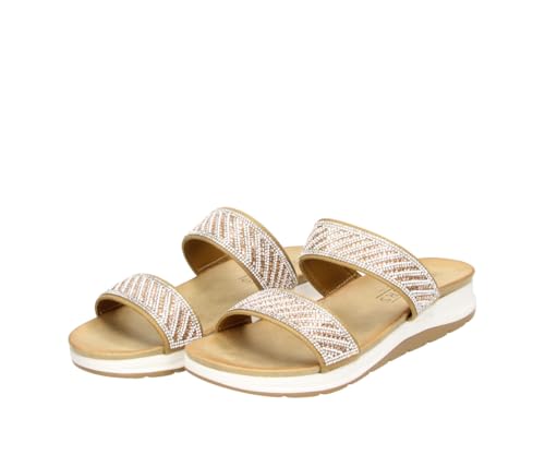 Fitters Damensandale Loreen in Sand Kombination, modische Schuhe in Übergröße, Bequeme Sandale, Große Damenschuhe/Damenschuhe in Übergröße, Loreen in Sand Combi 45 von Fitters Footwear That Fits