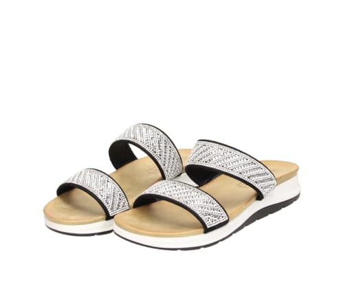 Fitters Damensandale Loreen in Schwarz, modische Schuhe in Übergröße, Bequeme Sandale, Große Damenschuhe/Damenschuhe in Übergröße, Loreen in Black Combi 46 von Fitters Footwear That Fits