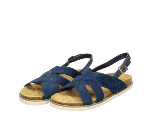 Fitters Damensandale Marlis in Dunkelblau, modische Schuhe in Übergröße, Bequeme Sandale, Große Damenschuhe/Damenschuhe in Übergröße, Marlis in Navy 43 von Fitters Footwear That Fits