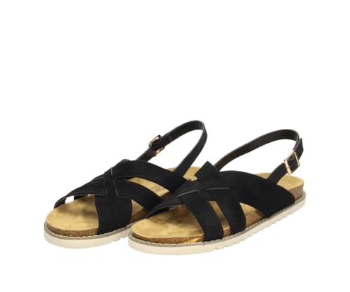 Fitters Damensandale Marlis in Schwarz, modische Schuhe in Übergröße, Bequeme Sandale, Große Damenschuhe/Damenschuhe in Übergröße, Marlis in Black 46 von Fitters Footwear That Fits