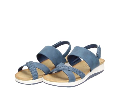 Fitters Damensandale Mia in Dunkelblau Nubuck, modische Schuhe in Übergröße, Bequeme Sandale, Große Damenschuhe/Damenschuhe in Übergröße, Mia in Navy Nubuck 44 von Fitters Footwear That Fits