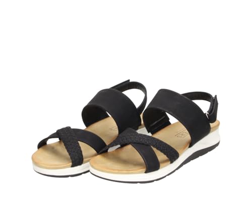 Fitters Damensandale Mia in Schwarz Nubuck, modische Schuhe in Übergröße, Bequeme Sandale, Große Damenschuhe/Damenschuhe in Übergröße, Mia in Black Nubuck 44 von Fitters Footwear That Fits