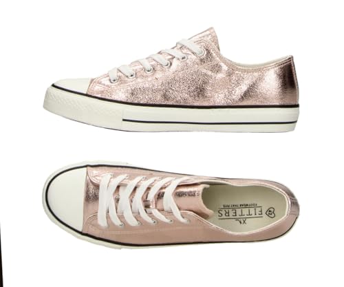 Fitters Damensneaker Sneaker für Damen Bobbie in Pink metallic, modische Schuhe in Übergröße, Bequeme Damensneaker, Große Damenschuhe/Damenschuhe in Übergröße, Bobbie in pink metallic 43 von Fitters Footwear That Fits
