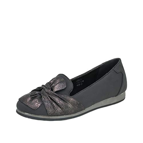 Fitters Footwear That Fits Damen Ballerina Marge Microfibre Komfort Ballerina mit Verzierung Übergröße (45 EU, schwarz) von Fitters Footwear That Fits