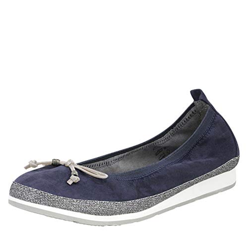 Fitters Footwear That Fits Damen Ballerina Celine Microfibre Komfort Ballerina mit Schleife Stretch Bund Übergröße (44 EU, dunkelblau) von Fitters Footwear That Fits