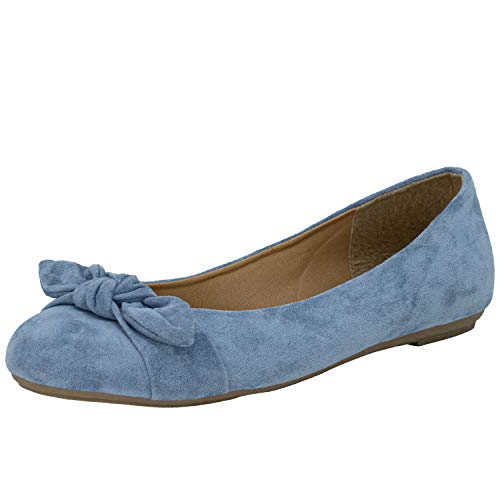 Fitters Footwear That Fits Damen Ballerina Claire Microfibre Modische Ballerinas in trendigen Farben Übergröße (43 EU, blau) von Fitters Footwear That Fits