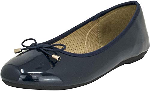 Fitters Footwear That Fits Damen Ballerina Fiona Synthetik Lack Ballerina klassisch mit Schleife Übergröße (42 EU, dunkelblau) von Fitters Footwear That Fits