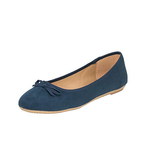 Fitters Footwear That Fits Damen Ballerina Helen Microfibre modische Basic Ballerinas mit Schleife Übergröße (43 EU, dunkelblau) von Fitters Footwear That Fits