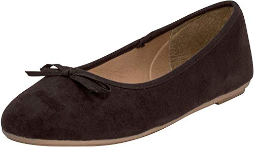 Fitters Footwear That Fits Damen Ballerina Helen Microfibre modische Basic Ballerinas mit Schleife Übergröße (45 EU, schwarz) von Fitters Footwear That Fits