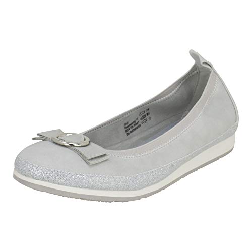 Fitters Footwear That Fits Damen Ballerina Luisa Microfibre Mikrofaser Ballerinas mit Schleife Übergröße (43 EU, grau) von Fitters Footwear That Fits