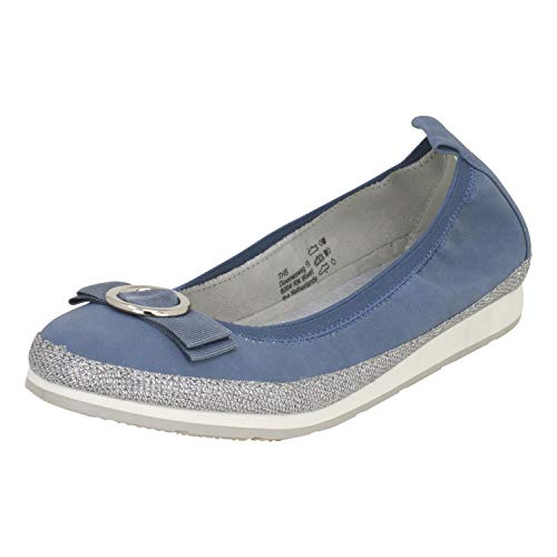 Fitters Footwear That Fits Damen Ballerina Luisa Microfibre Mikrofaser Ballerinas mit Schleife Übergröße (44 EU, blau) von Fitters Footwear That Fits