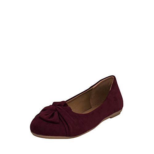 Fitters Footwear That Fits Damen Ballerina Maike Microfibre Mikrofaser Ballerinas mit Schleife Übergröße (42 EU, Burgundy) von Fitters Footwear That Fits