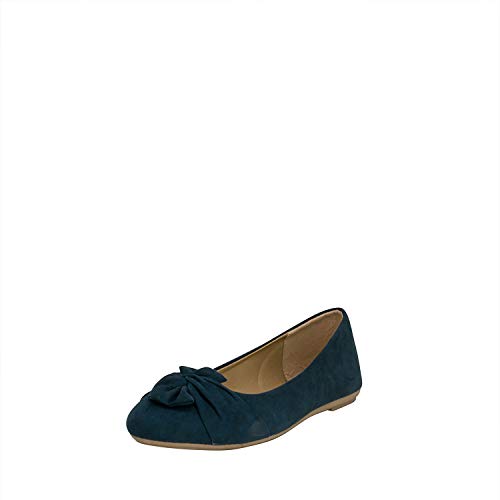 Fitters Footwear That Fits Damen Ballerina Maike Microfibre Mikrofaser Ballerinas mit Schleife Übergröße (42 EU, Navy) von Fitters Footwear That Fits